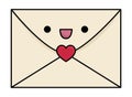 Vector cartoon kawaii envelope sealed with heart. Letter isolated clipart. Cute message colored illustration. Funny Saint