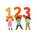 Vector cartoon kids carrying 123 numbers. Back to school concept Royalty Free Stock Photo