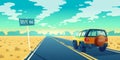 Vector cartoon desert landscape with road