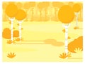 Vector cartoon landscape. yellow forest.