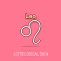 Vector cartoon leo zodiac icon in comic style. Astrology sign illustration pictogram. Leo horoscope business splash effect concept Royalty Free Stock Photo