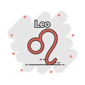 Vector cartoon leo zodiac icon in comic style. Astrology sign illustration pictogram. Leo horoscope business splash effect concept Royalty Free Stock Photo