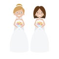 Vector cartoon lesbian lgbt couple wedding brides