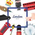 Vector cartoon London sights illustration Royalty Free Stock Photo