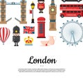 Vector cartoon London sights with place for text illustration