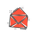 Vector cartoon mail envelope icon in comic style. Email sign ill