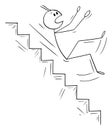 Vector Cartoon of Man or Businessman Falling Down on Stairs