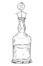 Vector Cartoon of Man Climbing Out of the Hard Liquor or Spirits Bottle Neck