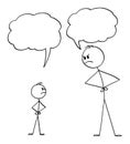 Vector Cartoon of Man or Father or Parent and Boy or Son Arguing or Fighting