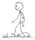 Vector Cartoon of Man or Hiker with Backpack Hiking on Adventure in Nature