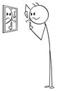 Vector Cartoon of Man Looking at Mirror and Popping Big Pimple in His face