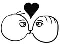 Vector Cartoon of Man and Man Two Gay Men in Love Kissing Each O