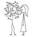 Vector Cartoon of Man Sick by Talking Woman