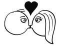 Vector Cartoon of Man and Woman in Love Kissing Each Other With