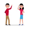 Vector cartoon man woman quarrel, couple angry