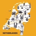 Vector cartoon map of Netherlands