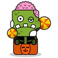 Candy Pumpkin Zombie Skull Mascot Cartoon