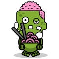 Cartoon Zombie Skull Noodle Mascot