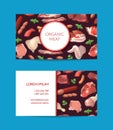 Vector cartoon meat elements business card