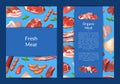 Vector cartoon meat elements card, flyer or brochure
