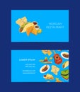 Vector cartoon mexican food business card template