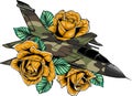 Vector illustration of Cartoon Military Jet Fighter Plane. Royalty Free Stock Photo