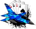 Vector illustration of Cartoon Military Jet Fighter Plane. Royalty Free Stock Photo