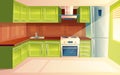 Vector cartoon modern kitchen interior background Royalty Free Stock Photo
