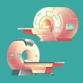 Vector cartoon MRI scanner, magnetic resonance imaging Royalty Free Stock Photo