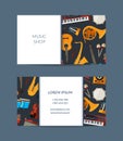Vector cartoon musical instruments business card