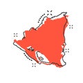 Vector cartoon Nicaragua map icon in comic style. Nicaragua sign