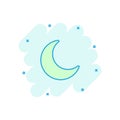 Vector cartoon nighttime moon and stars icon in comic style. Lunar night concept illustration pictogram. Moon business splash eff Royalty Free Stock Photo