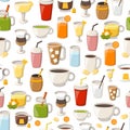 Vector cartoon non alcoholic drinks background Royalty Free Stock Photo