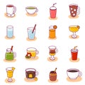 Vector cartoon non alcoholic drinks icons isolated on background Royalty Free Stock Photo