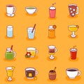 Vector cartoon non alcoholic drinks icons isolated on background Royalty Free Stock Photo