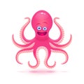 Vector cartoon octopus illustration. Isolated on white.