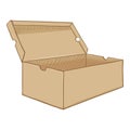 Vector Cartoon Open Brown Shoebox