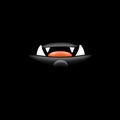 Vector Cartoon open mouth with fangs isolated on black background. Funny and cute black funny Halloween Monster open Royalty Free Stock Photo