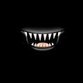 Vector Cartoon open mouth with fangs isolated on black background. Funny and cute black funny Halloween Monster open Royalty Free Stock Photo