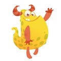 Vector cartoon of an orange fat and fluffy Halloween monster.