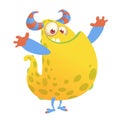 Vector cartoon of an orange fat and fluffy Halloween monster. .