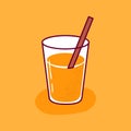 Vector cartoon orange juice in glass isolated icon Royalty Free Stock Photo