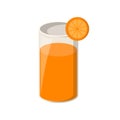 Vector cartoon orange juice in glass Royalty Free Stock Photo