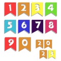Vector cartoon party set with Latin alphabet flags. Carved 123 numbers for decorating parties, holidays, celebrations