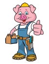 Vector - Cartoon of pig mechanic thumb up