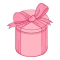 Vector Cartoon Pink Cylindrical Gift Box