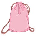 Vector Cartoon Pink Drawstring Bag. Textile