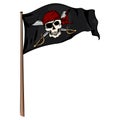 Vector Cartoon Pirate Flag Fluttering in the Wind