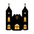 Vector Cartoon Pixelart City church Isolated Illustration