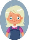 Vector Cartoon Portrait of a Happy Innocent Little toddler Girl